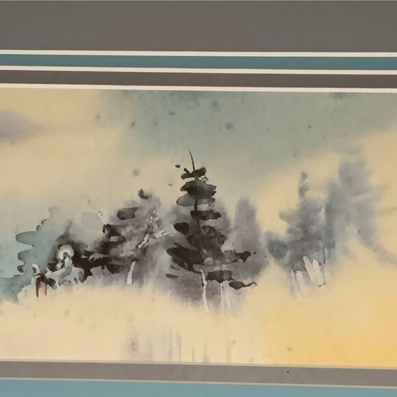 Mary & Joseph Journey To Bethlehem Snow Print Matted And Framed Blue & White VTG - Picture 3 of 15